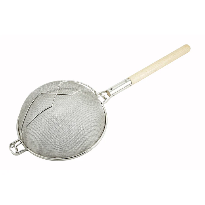 Reinforced Double Fine Mesh Strainer with Round Handle / 12"