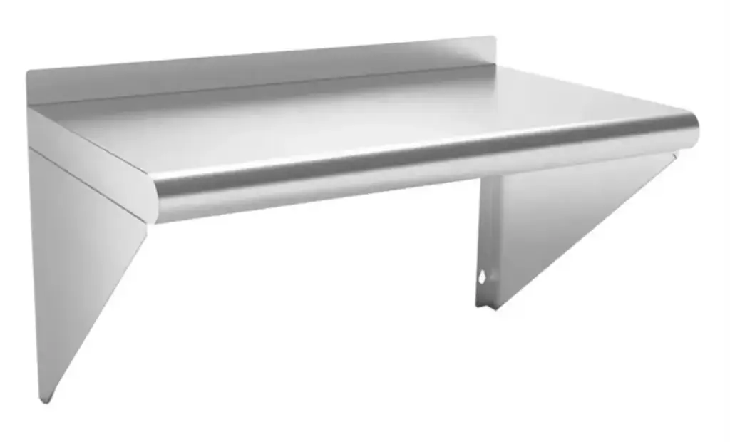 Twin Power Wall mount Shelf -with 1.5" lid up, 18GA.430S/S, two brackets, carton packing- / 14 x 72