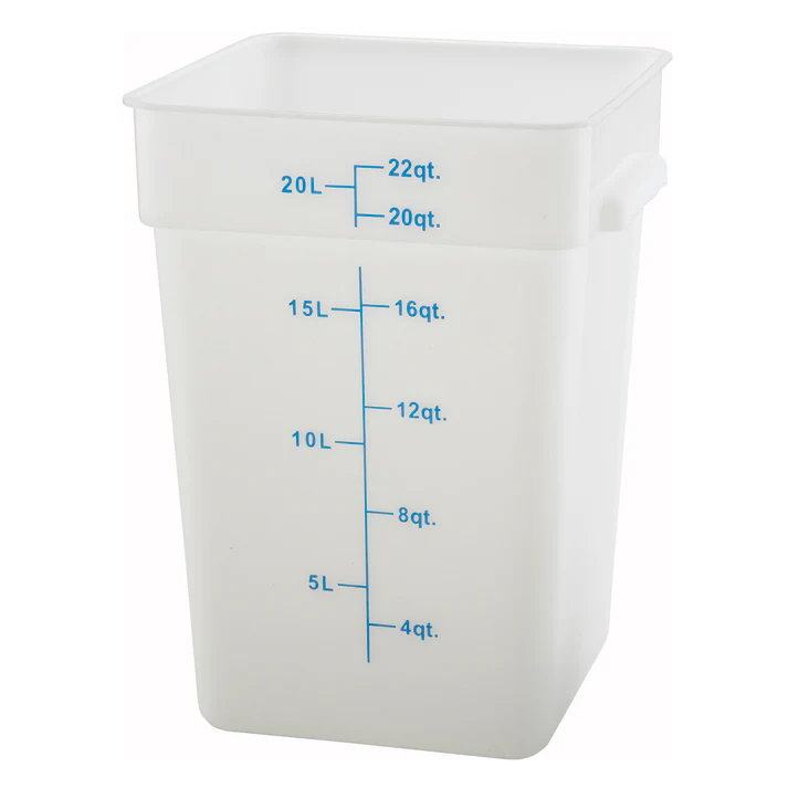 Square Storage Container, Translucent, Polypropylene / 22 Qt