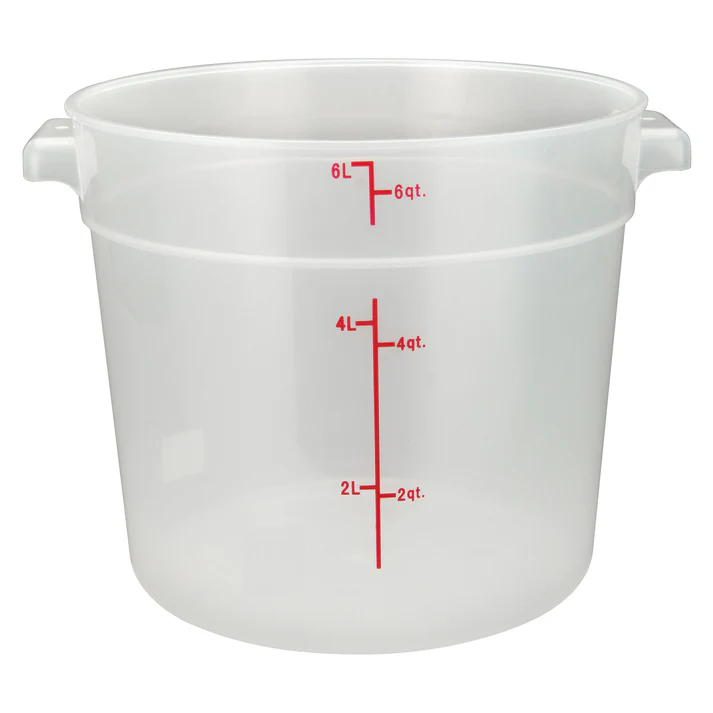 Round Storage Container, Translucent, Polypropylene / 6 Qt
