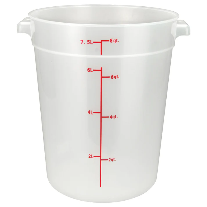 Round Storage Container, Translucent, Polypropylene / 8 Qt