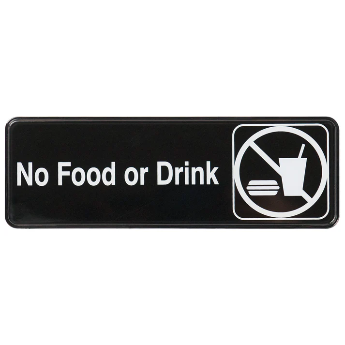 Information Signs 3"x 9" / No Food or Drink
