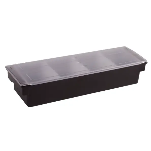 CCH-4 - Condiment Holder, 4 Compartment, Black Plastic Base 