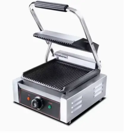 Electric Panini Sandwich Grill Ribbed Plate Top & Bottom