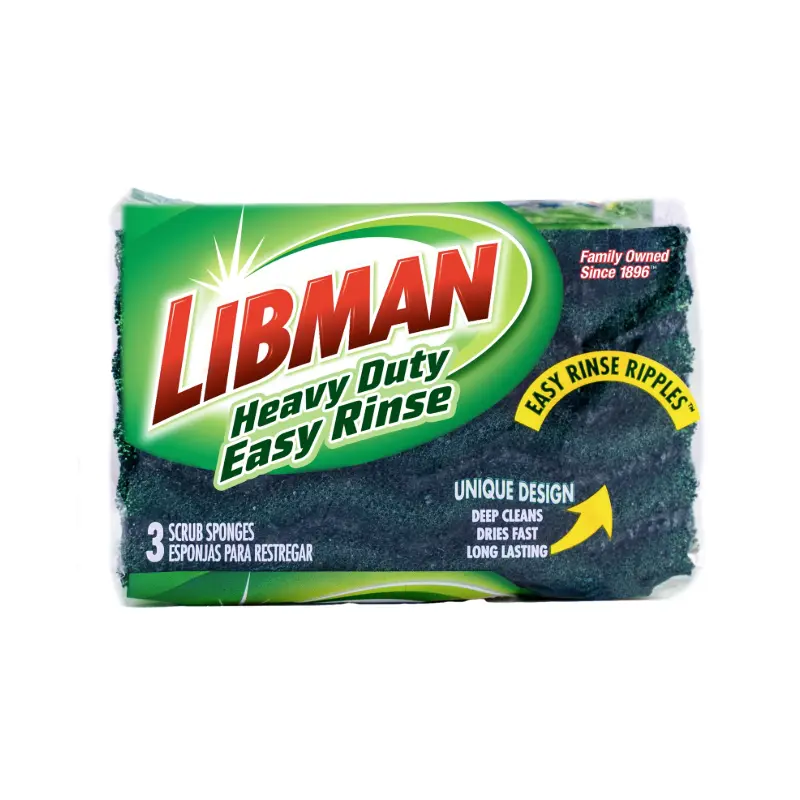 LIBMAN-1077 Heavy Duty Easy Rinse Sponges | 3-Pack