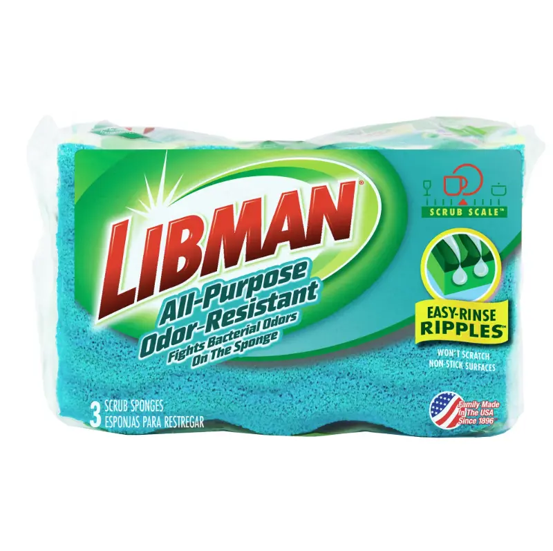 LIBMAN-1079 All-Purpose Odor-Resistant Sponges | 3-Pack 