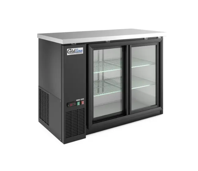 Coldline CBB-48G-SL 48" Sliding Glass Door Back Bar Cooler, Black 