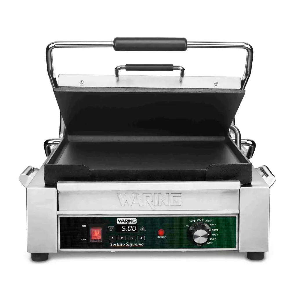 Flat Panini Grill with Programmable Timer, 14" x 14"