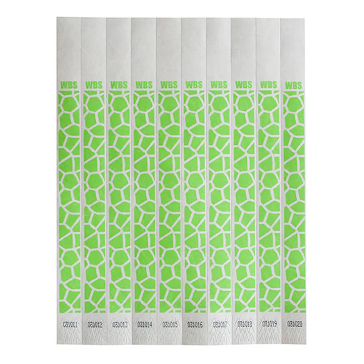 Bar Maid Waterproof Tear-Free Wristbands - Green Pattern (500 Pieces/Pack)