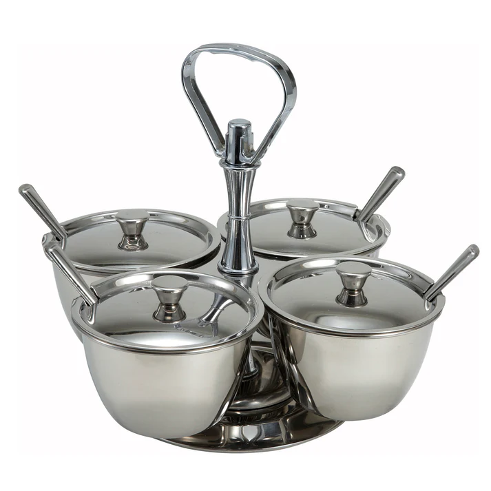 Relish Server, 4 Compartments, Stainless Steel