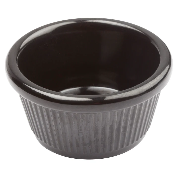 Melamine Ramekin, Fluted - Black, 3 oz