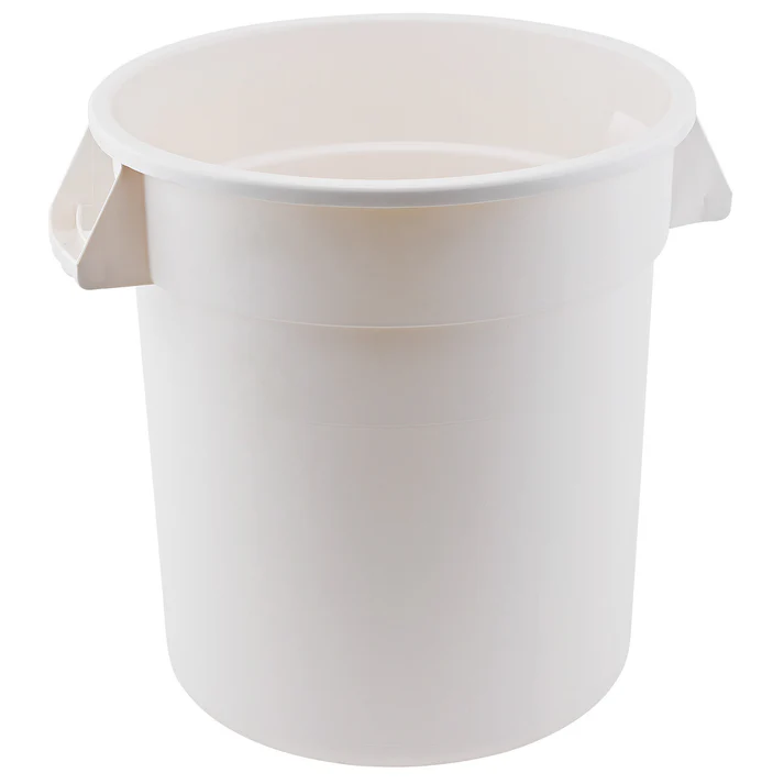 Heavy-Duty Round Trash Can - White, 10 Gallon