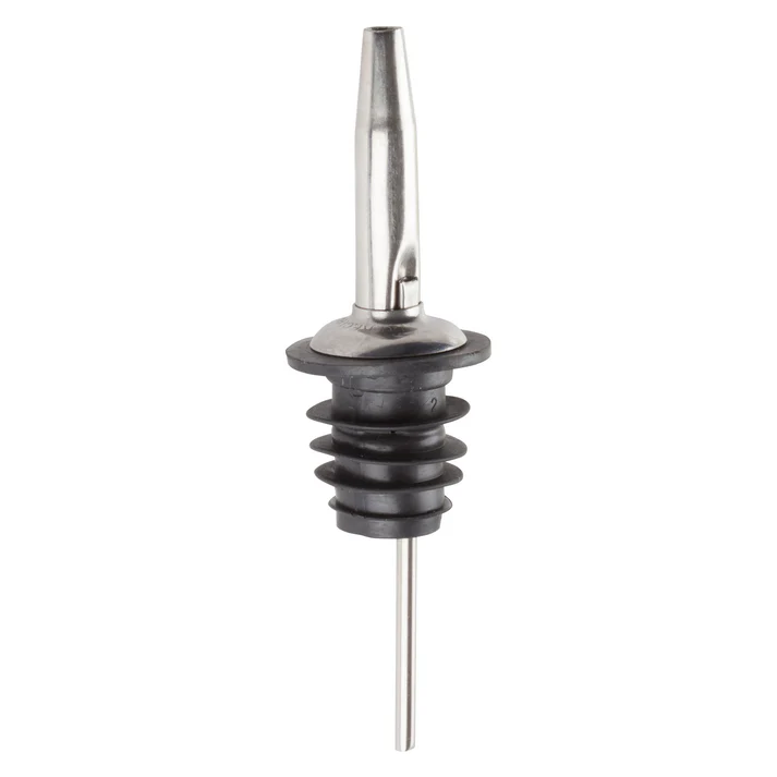 Metal Pourers, Tapered Spout, Black Plastic Stopper