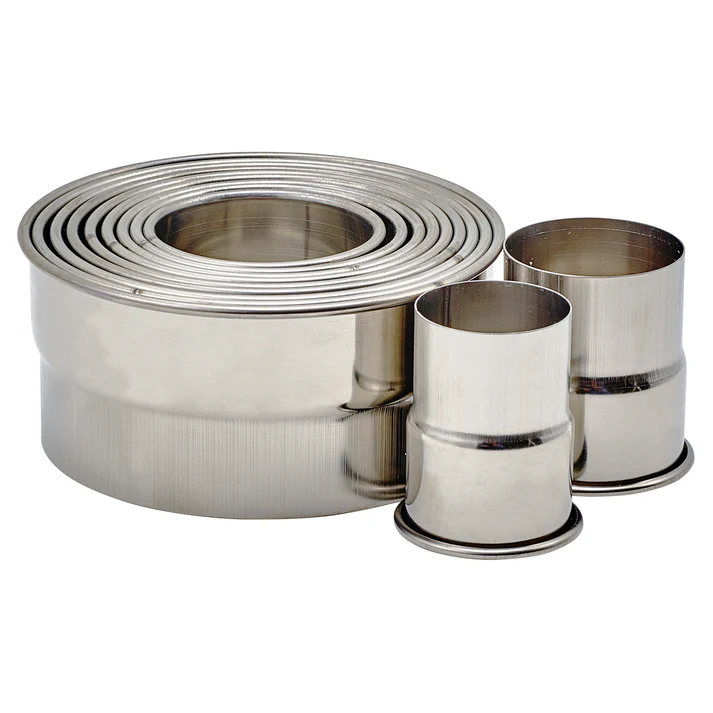 Round Cookie Cutter Set, 11 Piece, Stainless Steel - Plain, 2"
