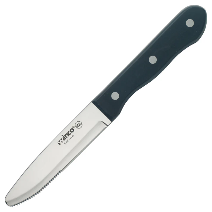  Jumbo Steak Knives, 4-3/4" Blade, Round Tip, Solid POM Handle, 6-pieces/pack