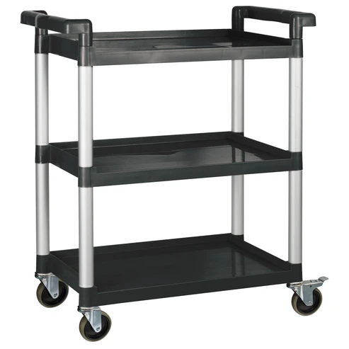 - 3-Tier Utility Carts with Brakes - Black, 32L x 16-1/8W x 36-3/4H