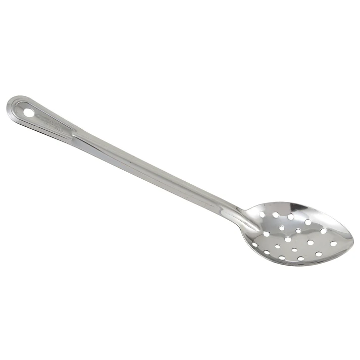 Winco Prime One-piece Stainless Steel Basting Spoon, NSF - Perforated, 13"