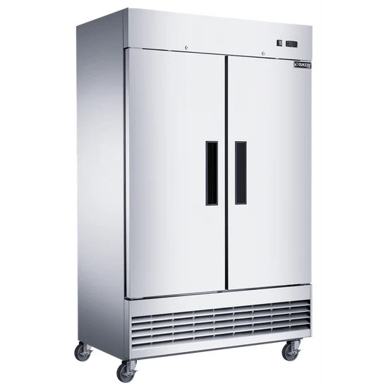 Compact 2-Door Commercial Refrigerator in Stainless Steel