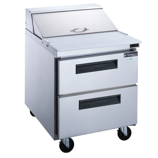 2-Drawer Commercial Food Prep Table Refrigerator in Stainless Steel