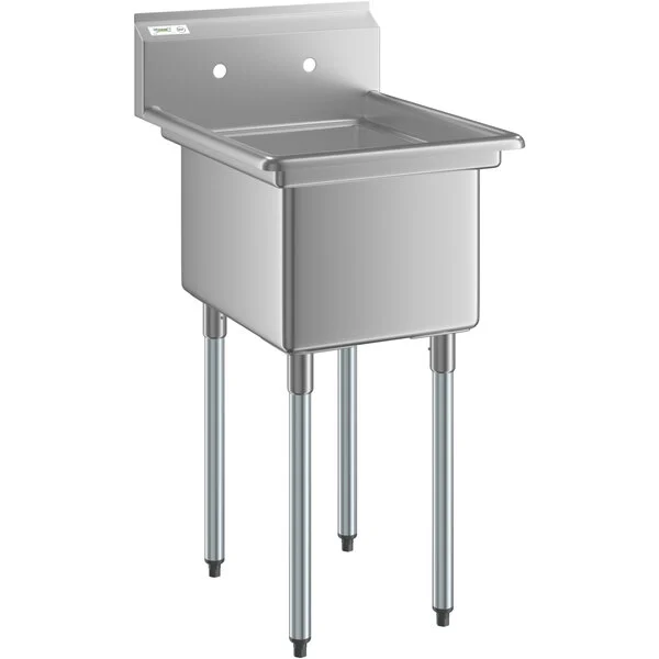 18GA.304S/S Sink, Galvanized Leg and Socket, Plastic Bullet Feet    / 10" x 14" x 10" / 1