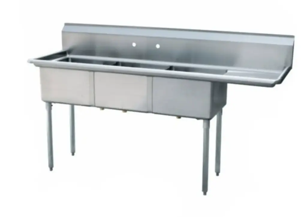 L&J LJ2020-3R 83" 3 Compartment Sinks  / Right Drainboard