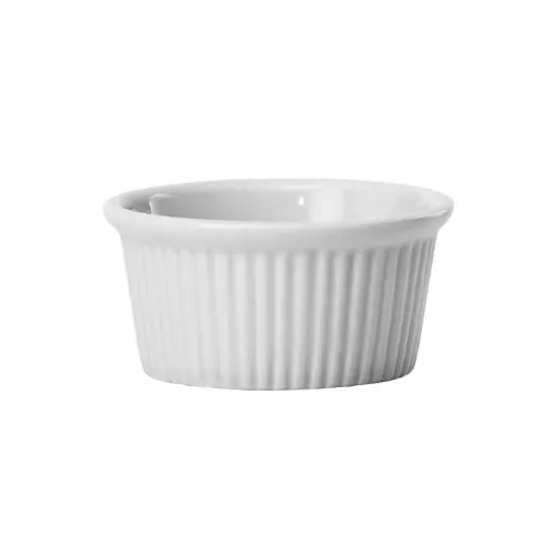 [FRR-4] Fluted Ramekin, 4 oz. White Porcelain, - Dozen - 