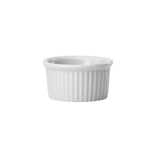 [FRR-1] Fluted Ramekin, 1 oz, White Porcelain - Dozen - 