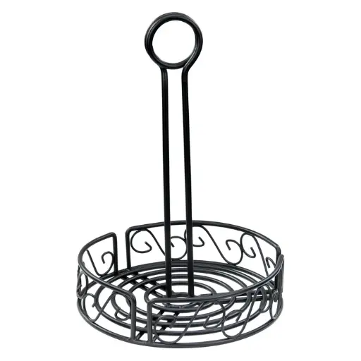 6-1/4" Round Wire Condiment Caddy with Handle