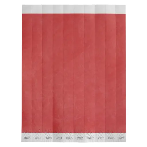  Bar Maid Waterproof Tear-Free Wristbands - Red Solid (500 Pieces/Pack)