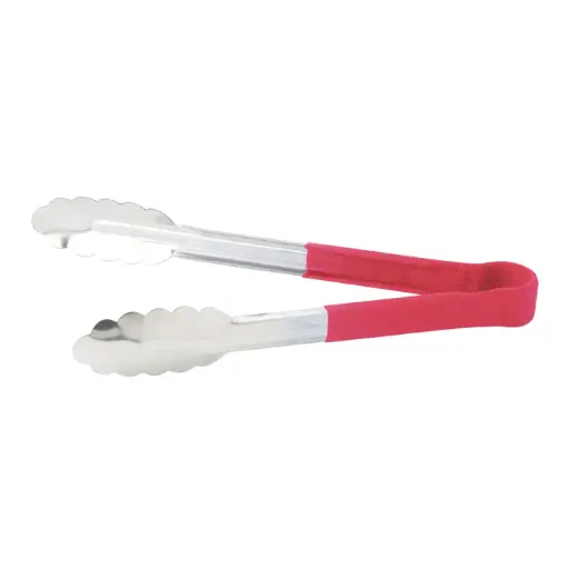 [UTPH-9R] Heat Resistant Heavy-Duty Utility Tongs with Polypropylene Handle - 9", Red
