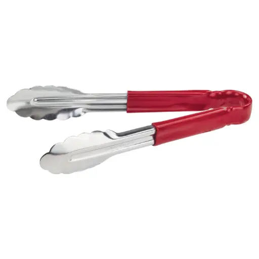  Heavy-Duty Utility Tongs with Plastic Handle - 9", Red