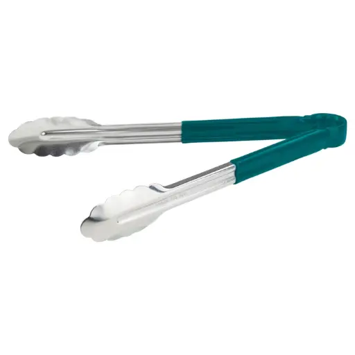  Heavy-Duty Utility Tongs with Plastic Handle - 12", Green