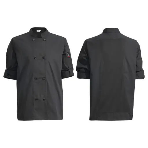 [UNF-12KM] Ventilated Chef Jacket with Roll-Tab Sleeves, Tapered Fit