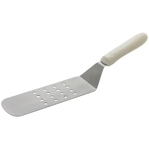 [TWP-91] Perforated Flexible Turner w/Offset, White PP Hdl, 8-1/4" x 2-7/8" Blade