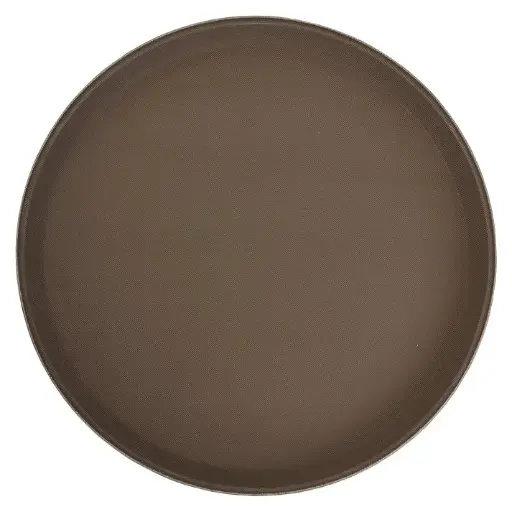 [TFG-14N] Deluxe Fiberglass Tray, Non-slip, Round - 14", Brown