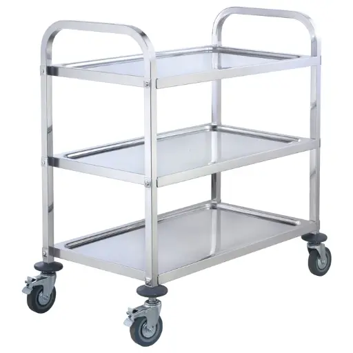 [SUC-40]  Stainless Steel Trolley, 3 Tiers - 33" x 17" x 35"