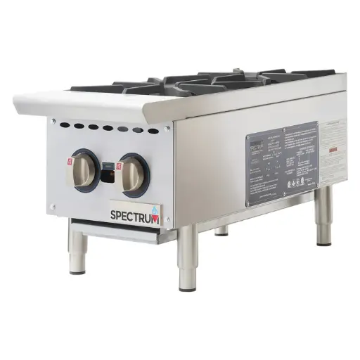 Spectrum Gas Hot Plate, 12" Wide, 2-Burner, Natural / LP