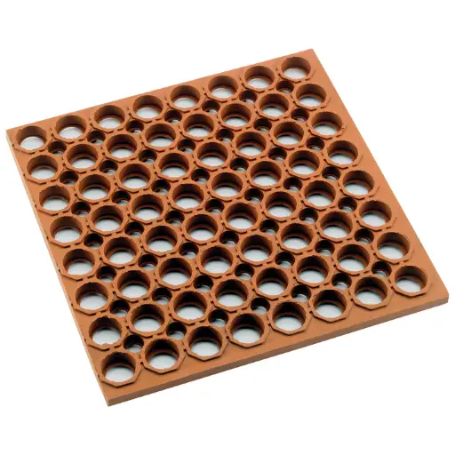 [RBMH-35R] Rubber Floor Mat, 3' x 5' x 3/4", Straight Edge - Red