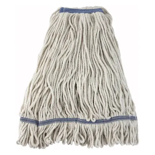 [MOP-32W] Premium Cotton-Poly Blend Looped End Wet Mop Head - White - 32oz/900g