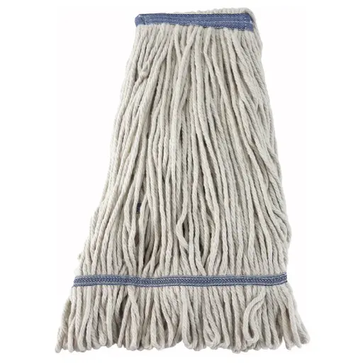 [MOP-20W] Premium Cotton-Poly Blend Looped End Wet Mop Head - White - 20oz/570g