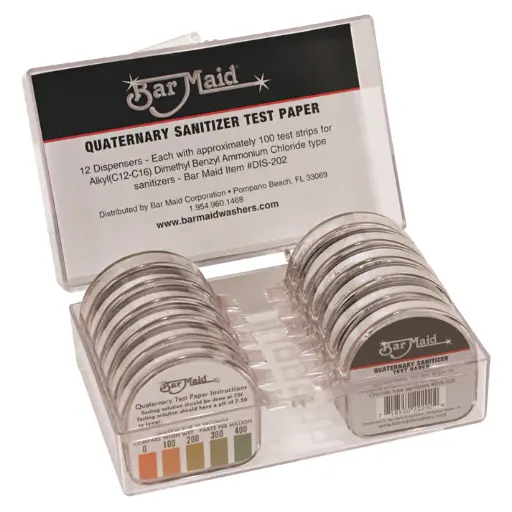 [DIS-202] Bar Maid Quaternary Sanitizer Strips in Dispenser - Box - 