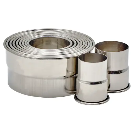[CST-22] Round Cookie Cutter Set, 11 Piece, Stainless Steel - Plain, 2"