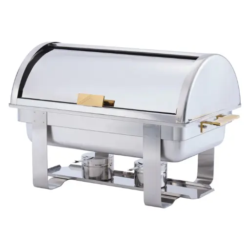 [C-5080] Dallas 8 Quart Chafer, Roll-Top, Stainless Steel