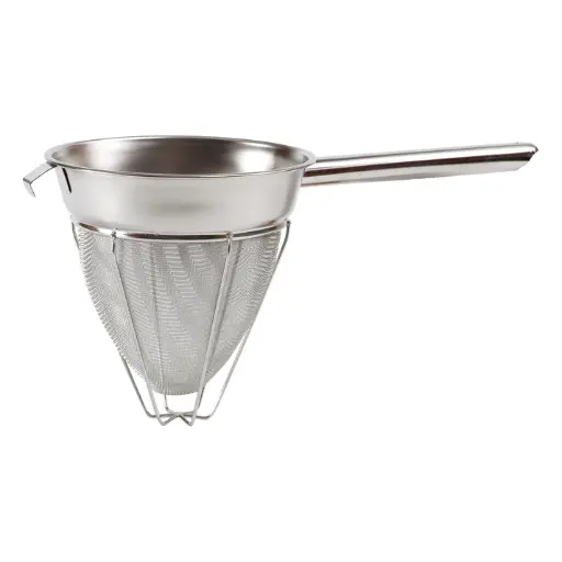 [CCB-8R] Hollow Handle Stainless Steel Bouillon Strainer with Extra Fine Mesh, Reinforced - 8"