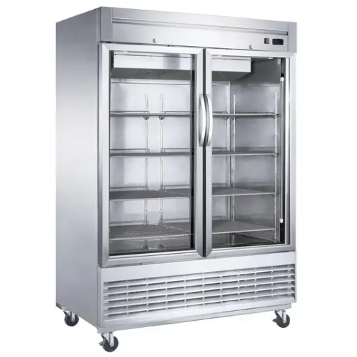 Bottom Mount Glass 2-Door Commercial Reach-in Refrigerator