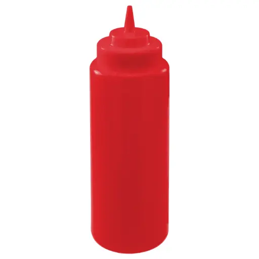 [PSW-32R-SV1] 32oz Squeeze Bottles, Wide Mouth, 6pcs/pk / Red