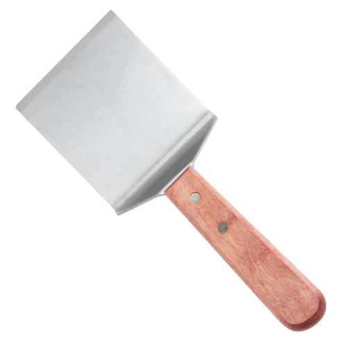 [TN46] Steak/Burger Turner, Offset, Wooden Handle, 4-1/8" x 3-3/4" Blade