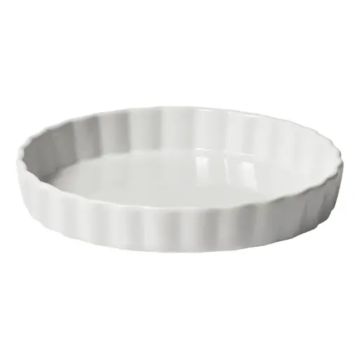 [QBD-75-SV1] Fluted Quiche Baking Dish, 18 oz., White Porcelain, 24 Pieces/Case / 18 Oz