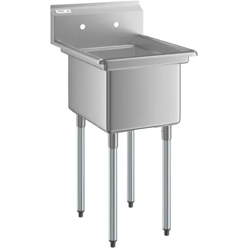 18GA.304S/S Sink, Galvanized Leg and Socket, Plastic Bullet Feet    / 18" x 18" x 12" / 1
