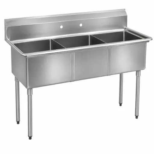 18GA.304S/S Sink, Galvanized Leg and Socket, Plastic Bullet Feet    / 16" x 20" x 12" / 3
